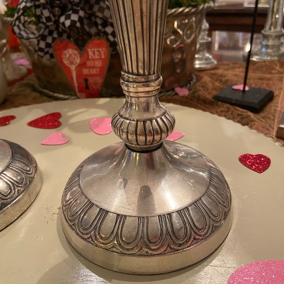 Decorative Crafts Inc. 12” Pewter Candle Stick Pair - Picture 3 of 13